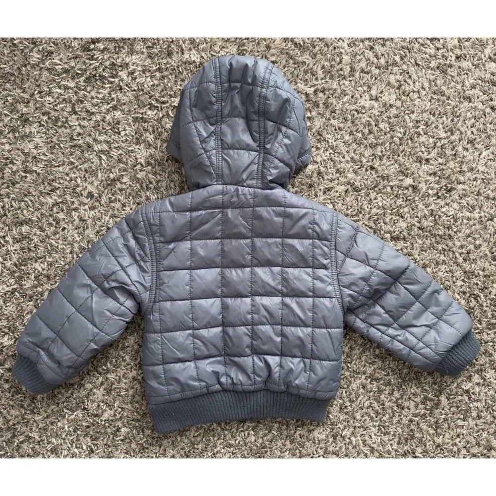 Nike Gray Quilted Puffer Hooded Jacket Boys Size 2T Winter Outwear